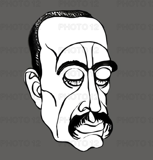 Portrait of Rainer Maria Rilke, 1875 – 1926, Austrian poet and novelist, based on a sketch,