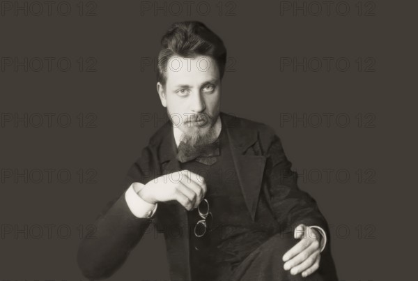 Portrait of Rainer Maria Rilke, 1875 – 1926, Austrian poet and novelist, based on a photograph by