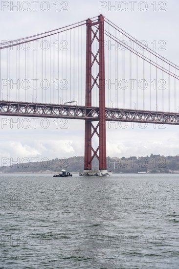 The Ponte 25 de Abril, 3.2 km long bridge in Portugal with a 2278 meter long suspension bridge