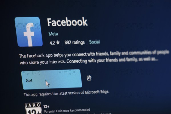 Dhaka, Bangladesh- 19 Sep 2025: A close-up of the Facebook app from the Microsoft Store is shown on