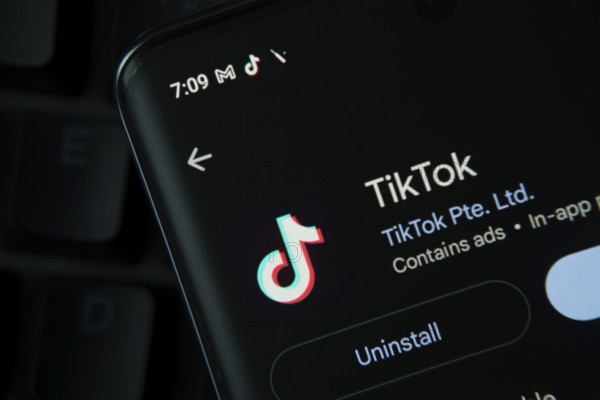 Dhaka, Bangladesh- 27 July 2025: Screen displaying TikTok app with update and uninstall options,
