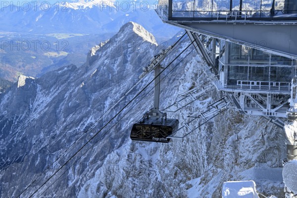Mountain station of the cable car to the Zugspitze (2962 m), German side, Grainau municipality,