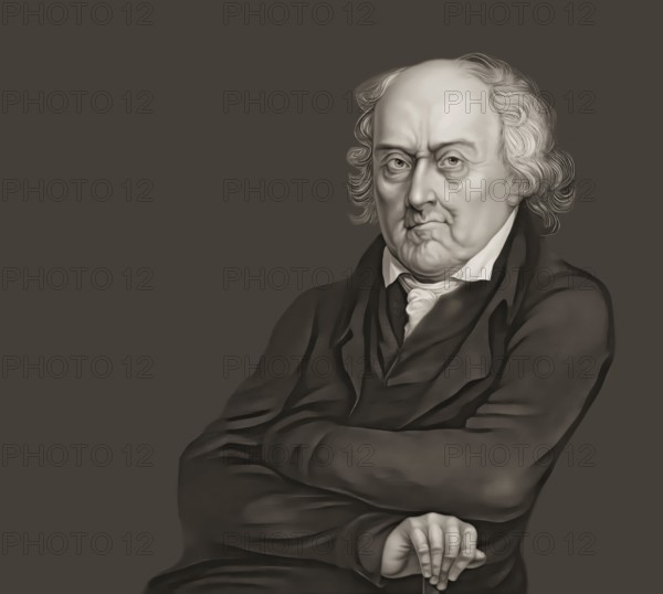 Portrait of John Adams as an old man, 1735 - 1826, second President of the United States, digitally