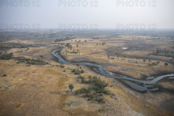 Wetland, landscape, aerial view of the Okavango Delta, near Maun, Okavango Delta, Botswana