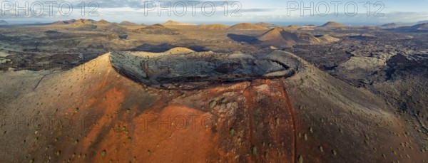 Caldera Colorada volcano, picturesque volcanic landscape with volcanic craters and lava fields in