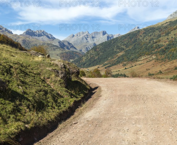Mountain landscape Guarrinza - La Mina, Aragon Subordan river valley, Parque Natural Valles