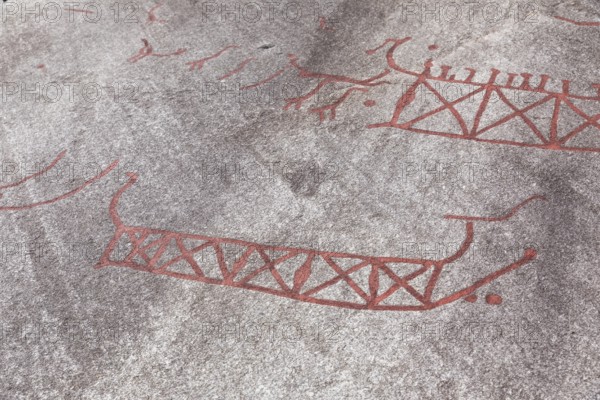 Historic rock carvings of Tanum, here at the Vitlycke site, figurative depiction from the Bronze