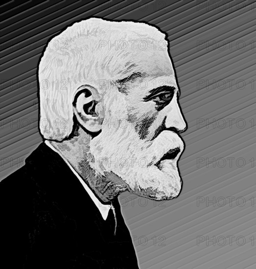 Portrait of Antoni Gaudí i Cornet, 1852 – 1926, Catalan architect and designer from Spain, the