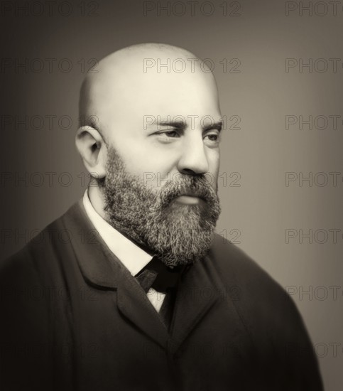 Portrait of Antoni Gaudí i Cornet, 1852 – 1926, Catalan architect and designer from Spain, the