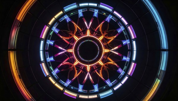 Abstract background of slightly unfocused multicolored glass lenses spinning and rotating,