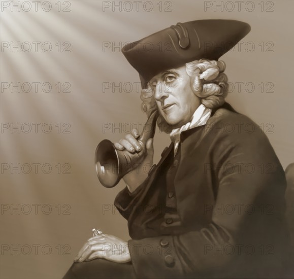 Portrait of James Hutton with an ear trumpet, 1726 – 1797, Scottish geologist, agriculturalist,