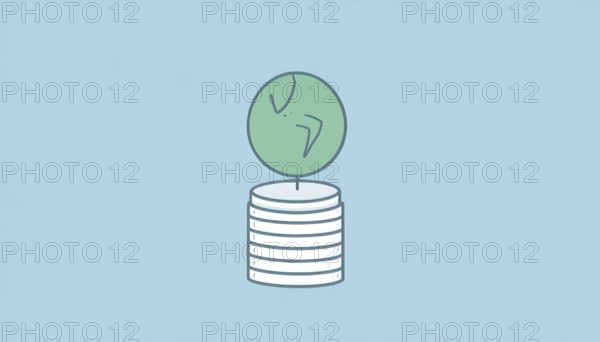 Green earth globe with silver coin stack symbolizing global finance economy and sustainable growth,
