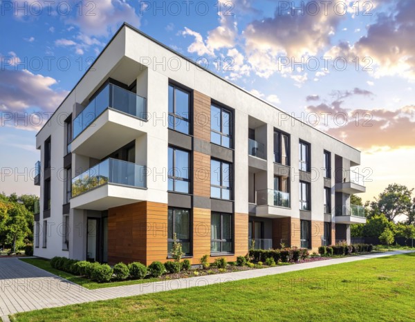 New modern block of flat, condo architecture, Residential apartment as a flat, luxury house