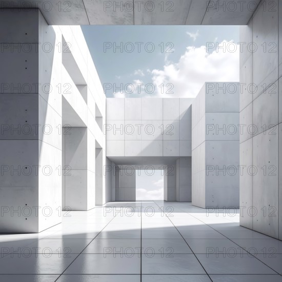 3d illustration of abstract modern architecture background, Minimal geometry architectural design,
