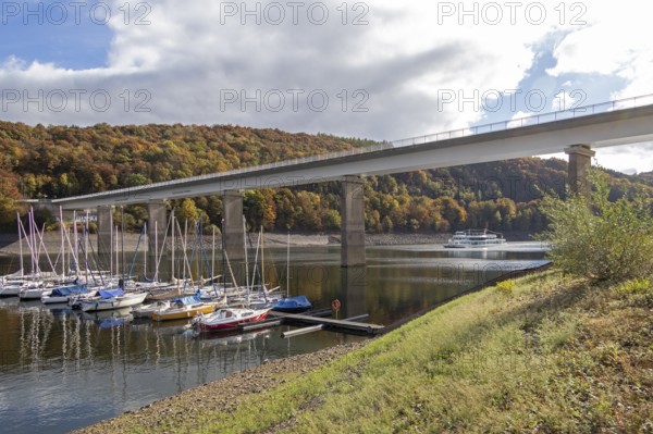 Marina, excursion ship, Talbrücke, Sondern, Olpe, Biggesee, Sauerland, North Rhine-Westphalia,