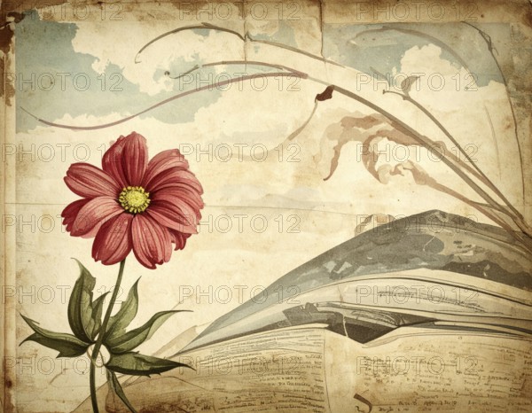 Grunge old public newspaper, texture background wallpaper illustration, vintage tattered yellow