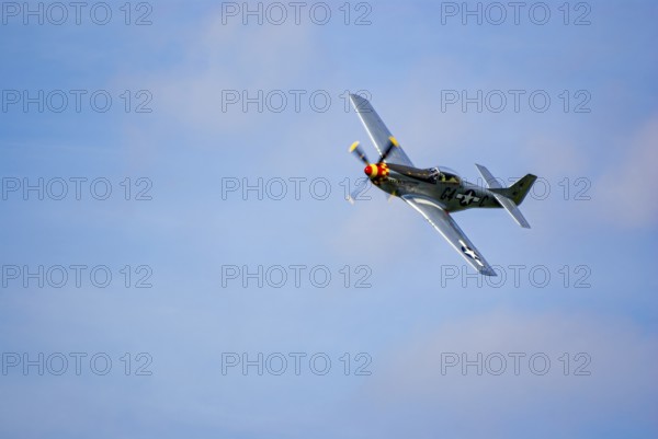 A North American P-51 Mustang of the flying group Flying Bulls, the Nooky Booky IV during an air