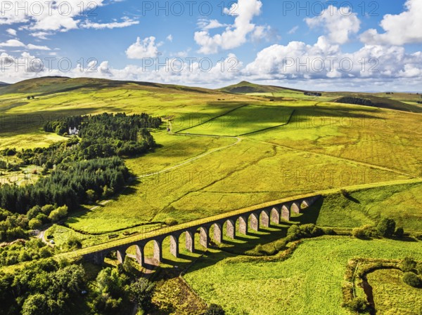 Shankend Viaduct from a drone, Hawick, Scottish Borders, Scotland, UK