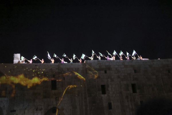 The inauguration of the Syrian Development Fund at Damascus Citadel featured light shows and stage