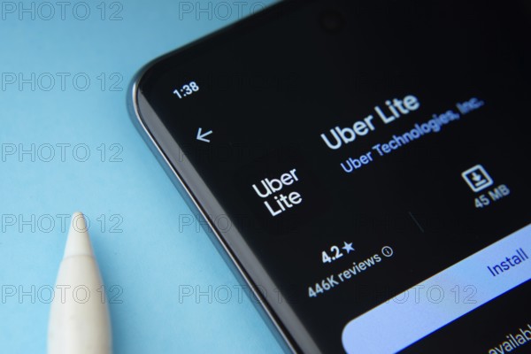 Dhaka, Bangladesh- 16 March 2025: The Uber app from Google Playstore is displayed on a smartphone