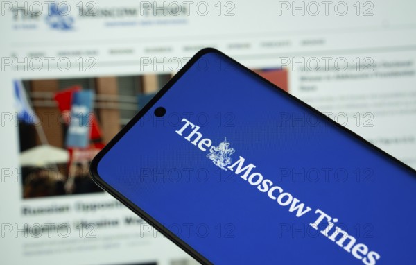 Dhaka, Bangladesh - 18 March 2025: The logo of The Moscow Times is displayed on a smartphone