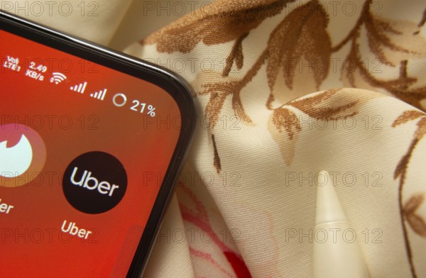 Dhaka, Bangladesh- 07 May 2025: Uber app icon is seen on smartphone