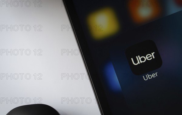 Dhaka, Bangladesh- 17 March 2025: A close up of an iPad screen displaying the Uber app