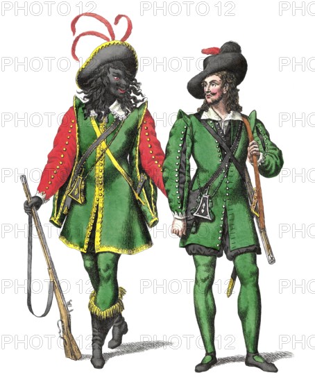 Costume designs of Samiel and Kaspar, Romantic opera Der Freischütz by Carl Maria von Weber, 1786 -