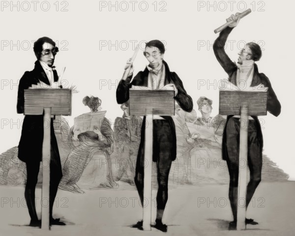 Caricature of gesturing Carl Maria von Weber, 1786 - 1826, German composer, conductor and pianist,