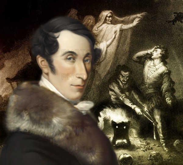Portrait of Carl Maria von Weber, 1786 - 1826, German composer, conductor and pianist, Scene from