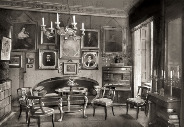 The living room of Carl Maria von Weber, 1786 - 1826, German composer, conductor and pianist,