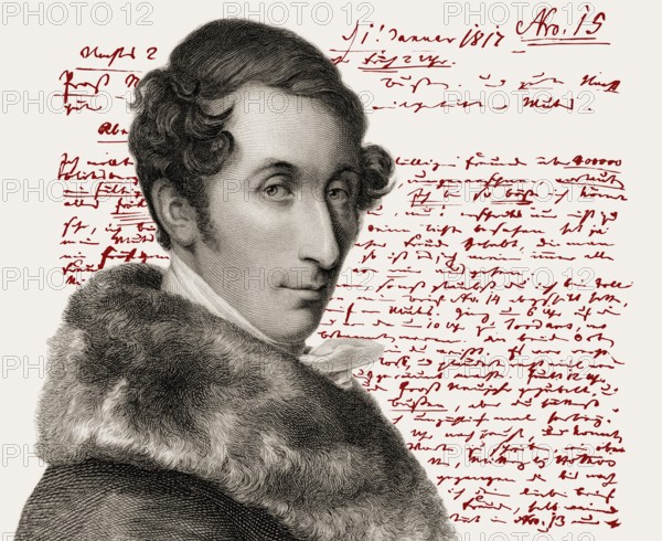 Portrait of Carl Maria von Weber, 1786 - 1826, German composer, conductor and pianist, New Year's
