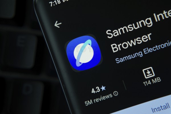 Dhaka, Bangladesh- 27 July 2025: Samsung Internet Browser app from Google Playstore is displayed on