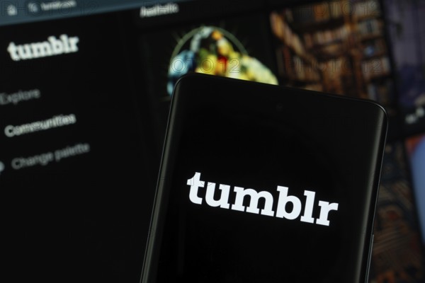 Dhaka, Bangladesh- 08 Aug 2025: Tumblr logo is displayed on a smartphone screen, with the website