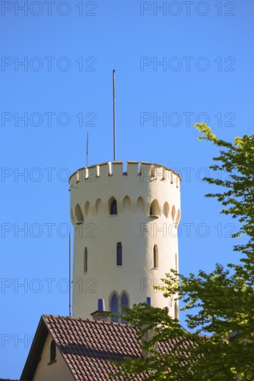 Lichtenstein Castle, fairytale castle of Württemberg, romantic fairytale castle on the eaves of the