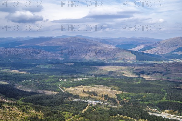 View from Nevis Range Mountains, Grampian Mountains, Fort William, Highland, Lochaber, Scotland, UK