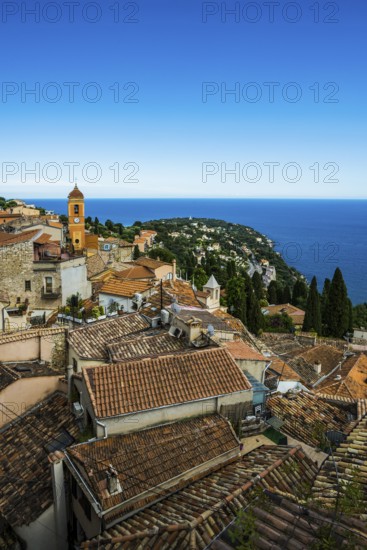 Picturesque mountain village overlooking the sea, Roquebrune, Roquebrune-Cap-Martin, near Monaco,