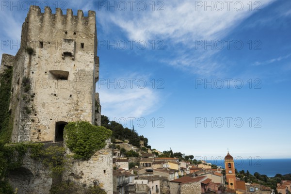Picturesque mountain village overlooking the sea, Roquebrune, Roquebrune-Cap-Martin, near Monaco,