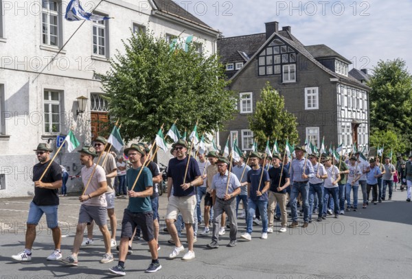 Rifle festival in Bad Fredeburg, in the Sauerland region, marching of the rifle companies in the