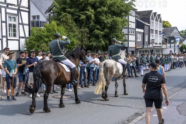 Rifle festival in Bad Fredeburg, in the Sauerland region, parade of the rifle companies in the