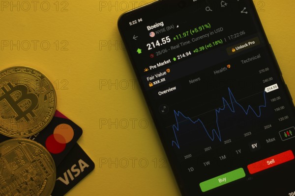 Dhaka, Bangladesh- 30 June 2025: Smartphone displaying Boeing stock data on a trading app with