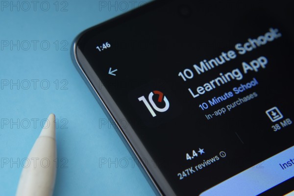 Dhaka, Bangladesh- 16 July 2025: 10 Minute School app from Google Playstore is displayed on a