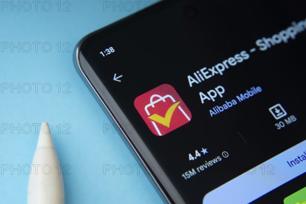 Dhaka, Bangladesh- 16 March 2025: AliExpress app from Google Playstore is displayed on a smartphone