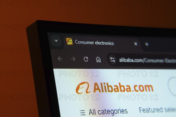 Dhaka, Bangladesh- 02 June 2025: Close-up of a computer screen displaying the Alibaba web interface