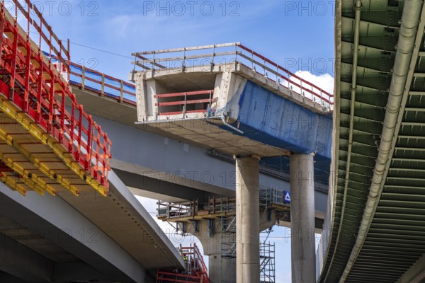 Motorway construction site at the Leverkusen-West junction, A1 and A59 motorways, new construction,