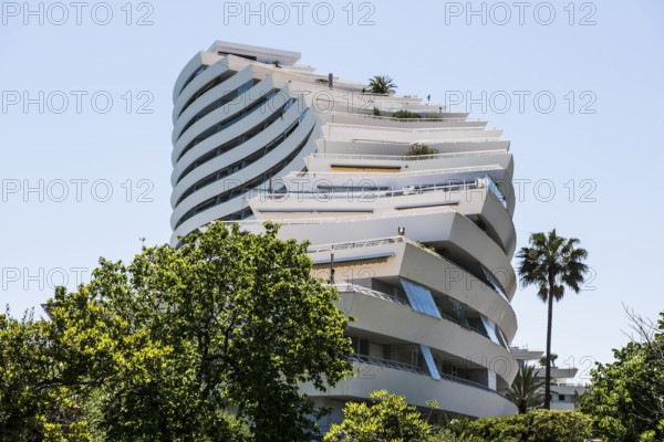 High-rise flat blocks by the sea, Marina Baie des Anges, Villeneuve-Loubet, Provence Alpes Côte