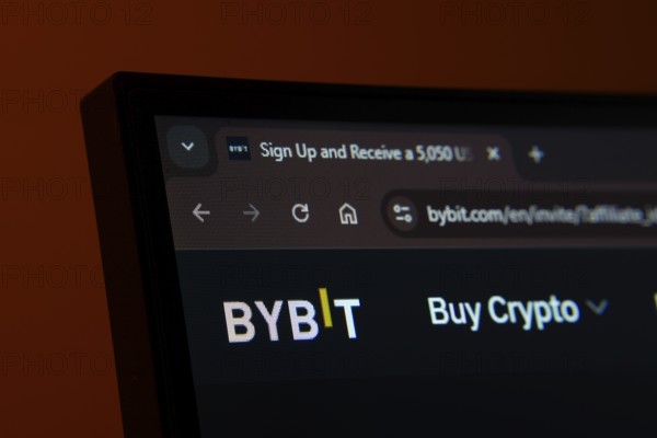 Dhaka, Bangladesh- 02 June 2025: Close-up of a computer screen displaying the Bybit web interface
