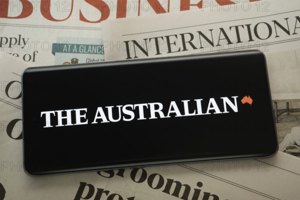 Dhaka, Bangladesh - 15 July 2025: The logo of The Australian is displayed on a smartphone screen