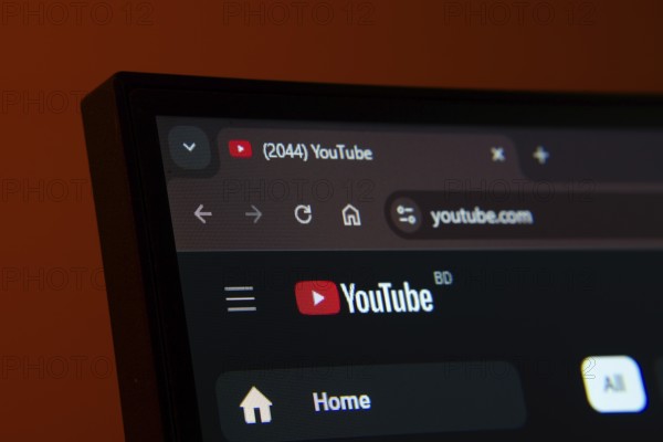 Dhaka, Bangladesh- 02 June 2025: Close-up of a computer screen displaying the youtube web interface