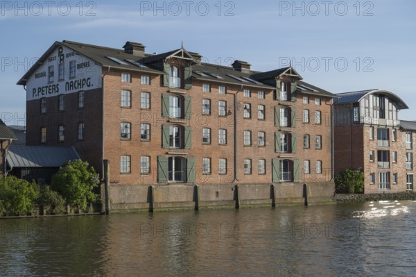Warehouse building at the harbour, brick building, Husum, North Sea, North Frisia,